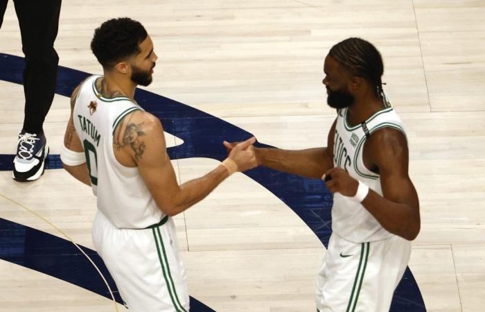 Jaylen Brown y Jayson Tatum se acercan a una victoria del título de los Celtics