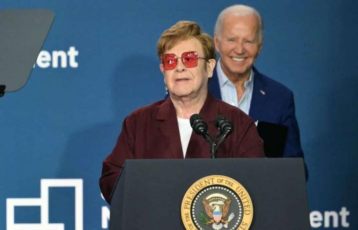 Biden en el escenario con Elton John para celebrar el movimiento LGBTQ+