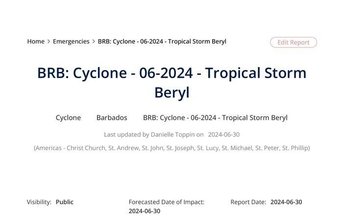 Barbados: Ciclón – 06-2024 – Tormenta tropical Beryl (30/06/2024) – Barbados