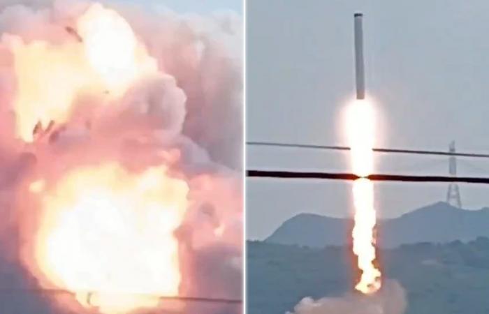 Imágenes del cohete que se estrelló cerca de un pueblo tras un despegue accidental
