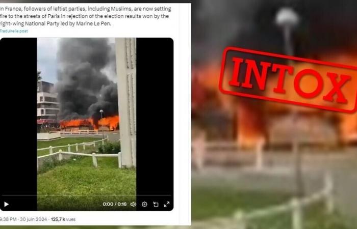 No, este vídeo no muestra un incendio provocado por activistas de izquierda tras las elecciones legislativas en Francia.