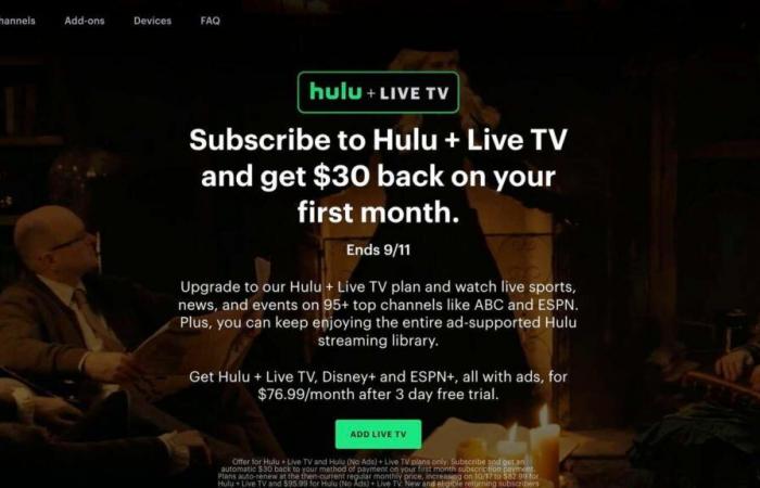 Hulu
      +
      Live
      TV
      te
      devolverá
      $30
      si
      te
      registras
      esta
      semana