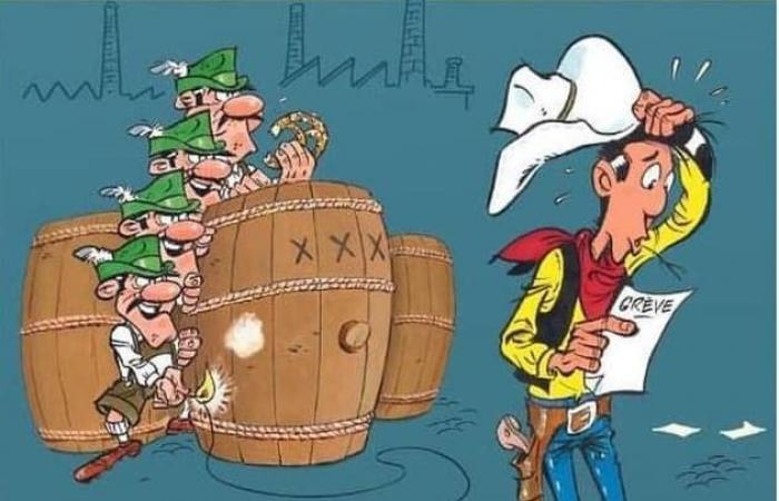 En
      el
      siguiente
      Lucky
      Luke,
      una
      huelga
      fomentada
      por
      los
      Dalton