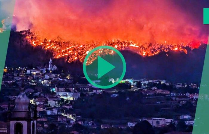 En Portugal, la terrible imagen de esta ciudad a punto de ser arrasada por las llamas