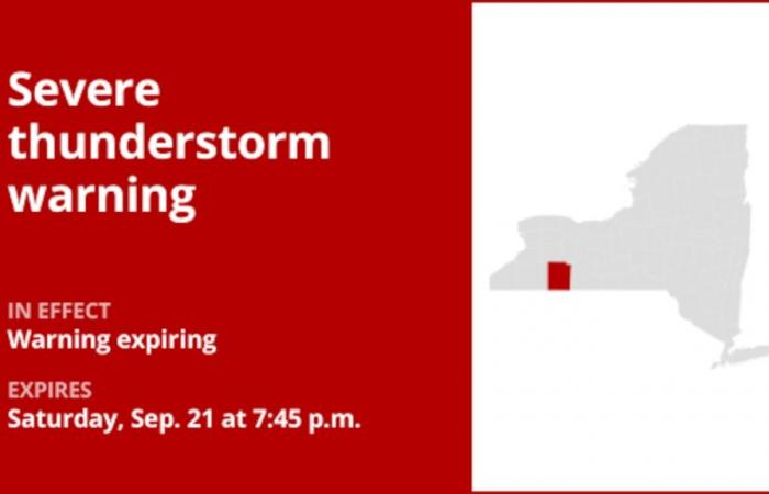 La advertencia de tormenta severa emitida anteriormente expirará a las 7:45 p.m.