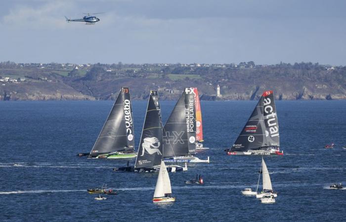 VIDEO. Reviva la salida de Finistère Atlantique. Cinco gigantes de los mares partieron de Concarneau rumbo a Antibes