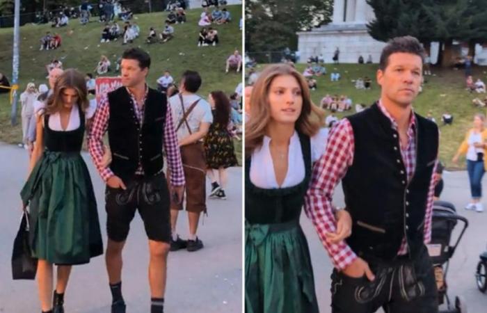 Michael Ballack celebra su cumpleaños en el Oktoberfest con su novia, 24 años menor que él