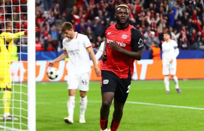 Boniface hace celebrar al Leverkusen ante el Milán