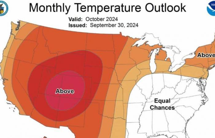 Inusualmente cálido y seco en todo el CONUS