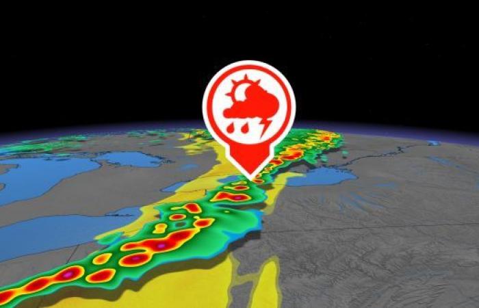 Un riesgo significativo de tormentas violentas cerca de Quebec el domingo