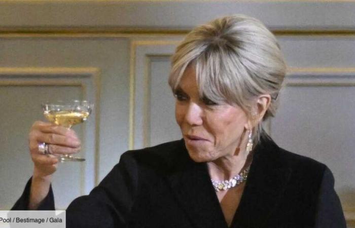 FOTO – Pendientes colgantes y un río de diamantes alrededor del cuello, Brigitte Macron ilumina la cena en la cumbre de la Francofonía