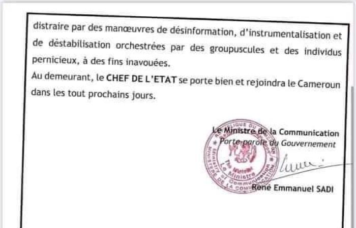 Rumores sobre la salud de Paul Biya: el gobernador niega todas las acusaciones