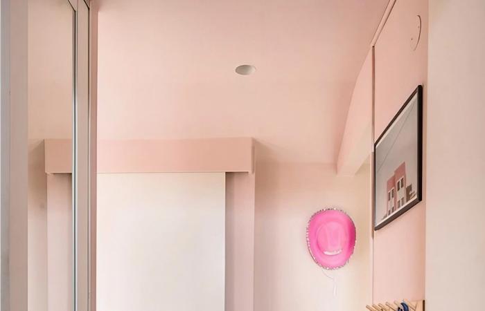 Un apartamento color pastel de 55 m2 bajo techo con un encanto único