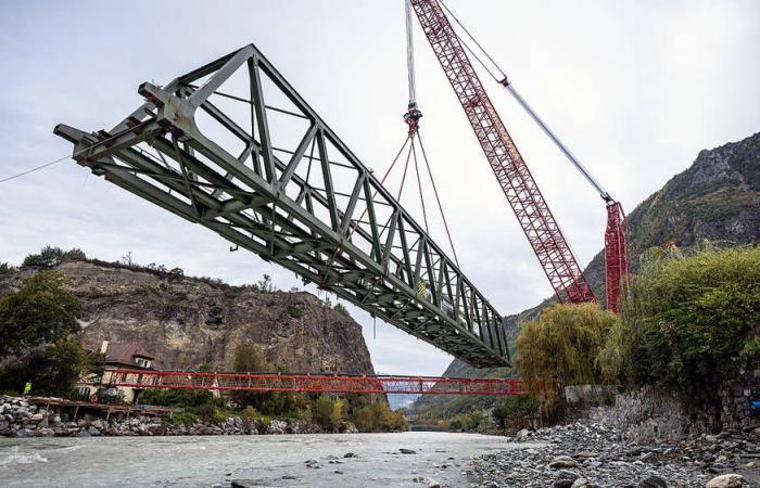 Desmantelado el puente ferroviario sobre el Ródano entre Sierre y Chippis