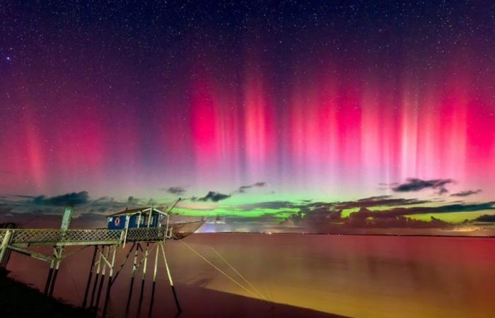 La magnífica aurora boreal iluminó el cielo de Gironda