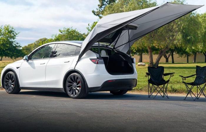 Toldo de camping para Tesla Model Y, resistente a fuertes lluvias y proporciona protección UV50