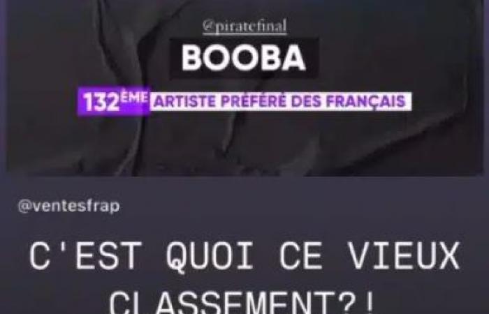 Booba critica un ranking de artistas franceses favoritos