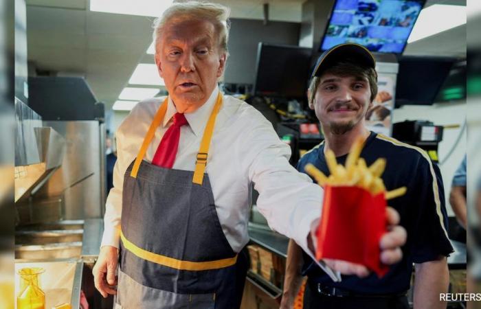 Donald Trump se convierte en chef de McDonald’s y dice que “trabajó más que Kamala Harris”