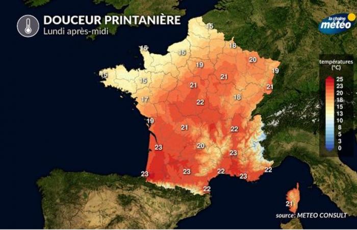 Sol y suavidad primaveral en la mayor parte del país, excepto cerca del Canal de la Mancha.