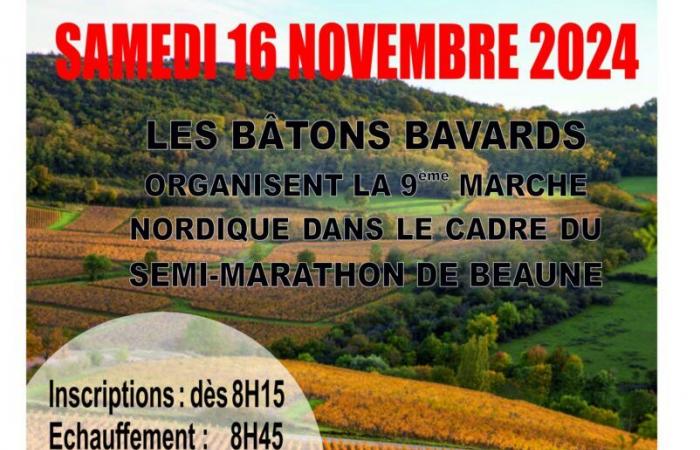 Beaune – Les Bâtons Bavards organizan su novena marcha nórdica en beneficio de la Liga contra el cáncer en el marco de la media maratón de Beaune