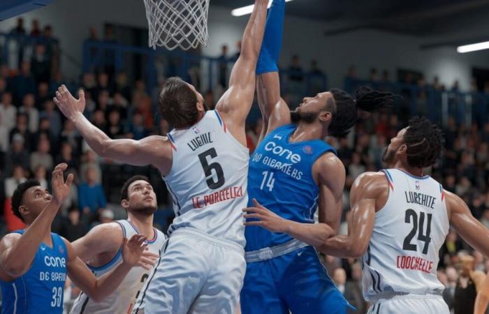 Un intenso partido de baloncesto