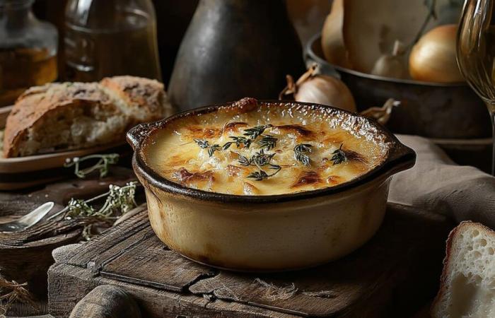 Sopa de cebolla gratinada de Hugo Saint-Jacques