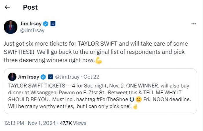 Jim Irsay regala más entradas para Taylor Swift – Noticias de Indianápolis | Indiana Tiempo | Tráfico Indiana