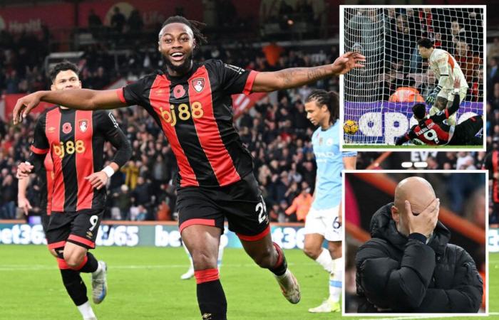 Bournemouth 2 Man City 1: Guardiola y compañía dieron un gran golpe por el título después de la sorprendente primera derrota en la Premier League en 11 MESES