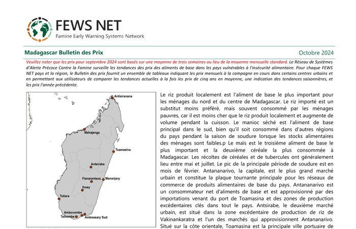 Boletín de precios de Madagascar, octubre de 2024 – Madagascar