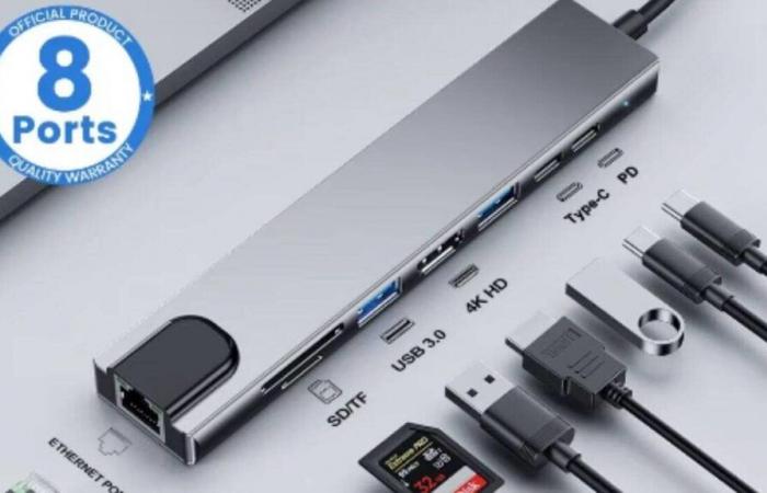 Conecta hasta 8 dispositivos a tu PC con este replicador de puertos USB por menos de 5 euros