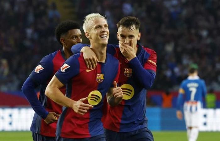 El Barça, con Dani Olmo y Raphinha, disfruta del derbi ante el Espanyol en La Liga