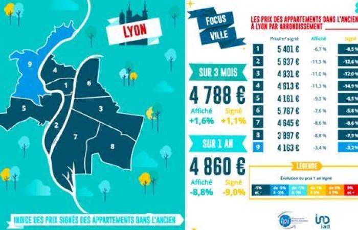 Los precios inmobiliarios cayeron un 10% en Lyon y un 11,6% en Saint-Etienne