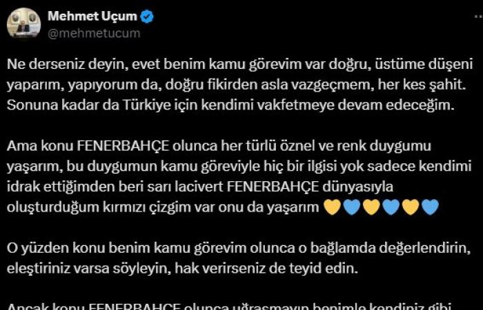 Tengo una línea roja que creé con el mundo Fenerbahçe y la viviré.