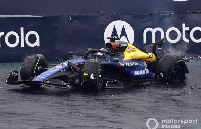 Día “desgarrador” para Williams: un accidente deja a Albon fuera del GP de Brasil