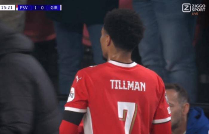 Malik Tillman del PSV sorprende en el partido de Champions ante el Girona