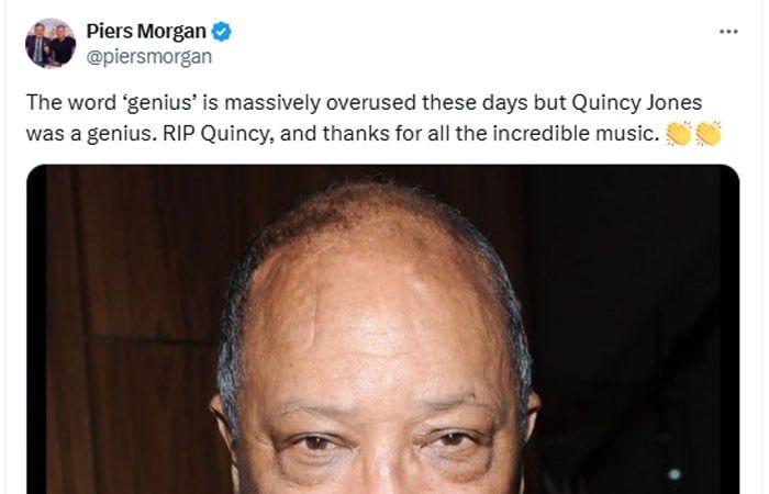 Piers Morgan rinde conmovedor homenaje a Quincy Jones