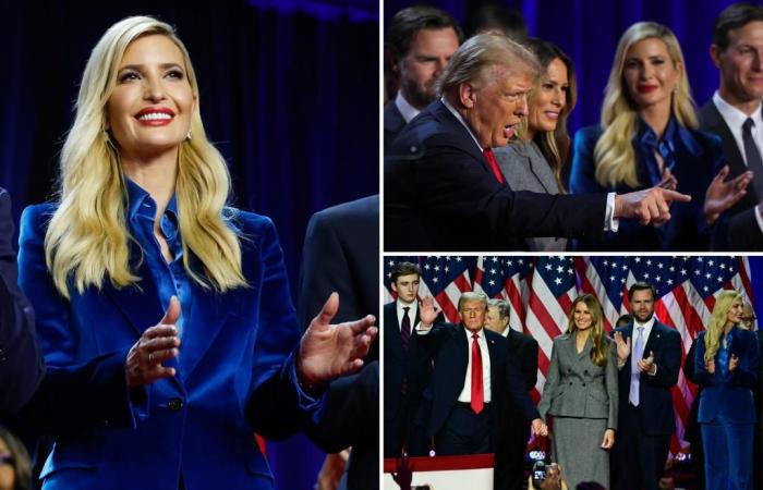 Ivanka Trump hace su primera aparición en la campaña 2024 y se une a su padre en el discurso de victoria