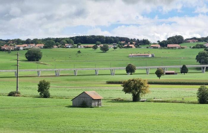 Un viaducto ferroviario en el corazón de la campiña de Friburgo