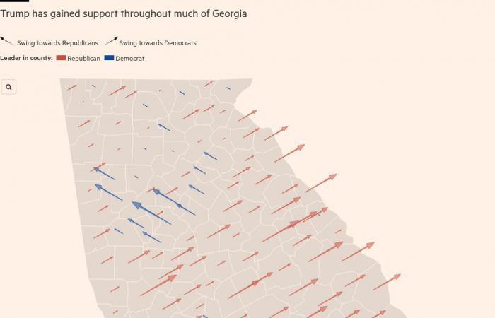 El giro hacia Trump en mapas y gráficos