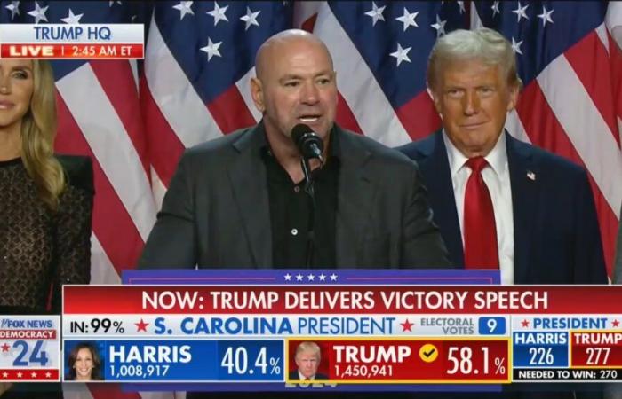 Dana White elogia a Joe Rogan durante el discurso de victoria de Trump