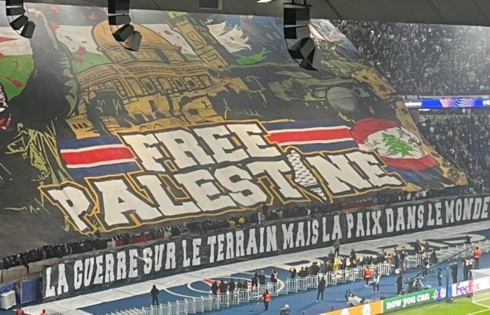 el tifo de “Palestina libre” de los partidarios parisinos