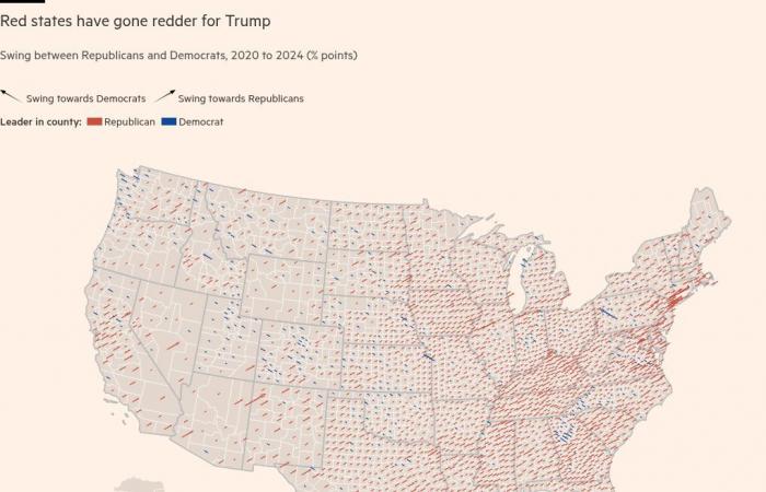 El giro hacia Trump en mapas y gráficos