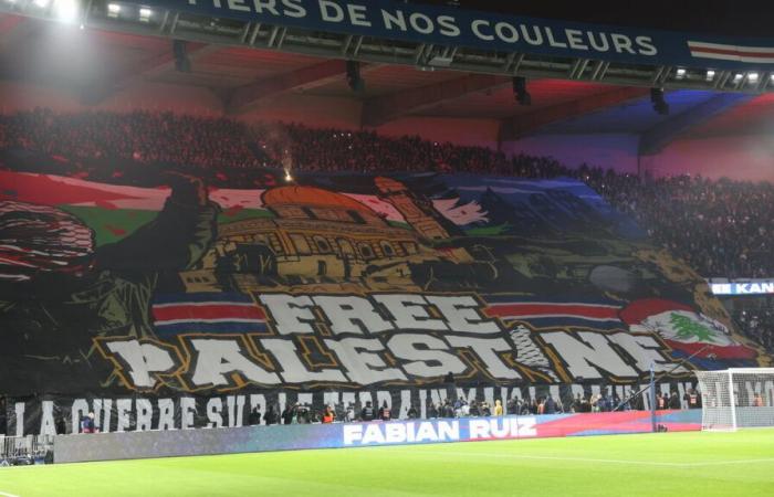 PSG-Atlético: un tifo de apoyo a Palestina desplegado en el Parque, el club asegura no haber estado “consciente” de ello