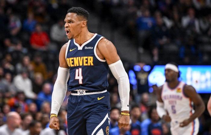 Russell Westbrook anota 29, los Nuggets le propinan al OKC Thunder su primera derrota de la temporada