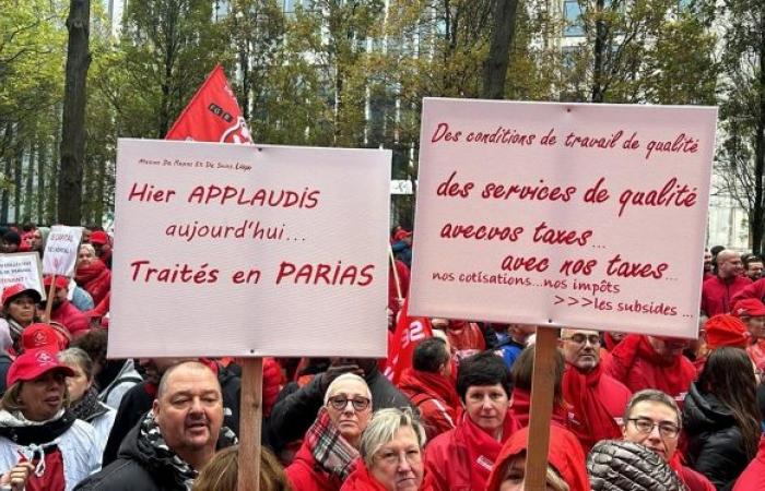 Multitud manifestación en Bruselas este jueves: “La austeridad daña gravemente la salud”, corean miles de personas