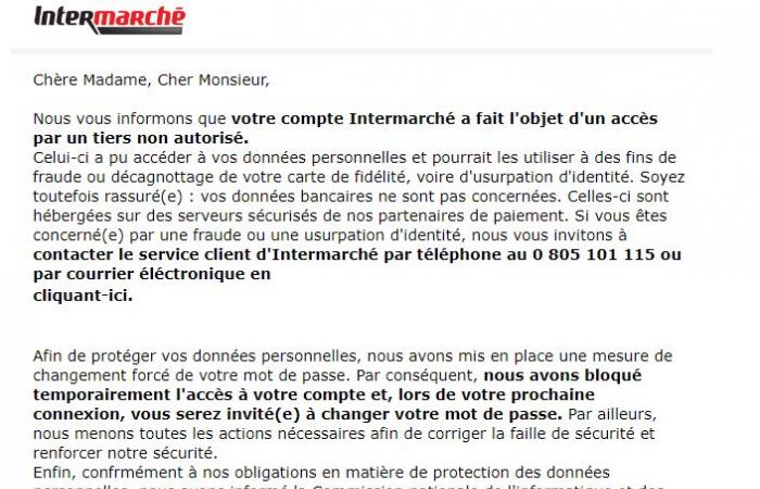 [MàJ] Retroceder en Intermarché: “no se ha observado ninguna filtración de datos”