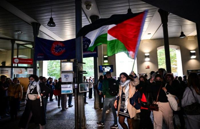 Etiquetas y manifestación pro-palestina contra la llegada de Yaël Braun-Pivet a una universidad de Lyon