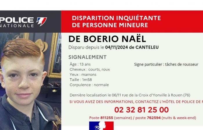 Se emite una convocatoria de testigos para encontrar a Naël, de 13 años.