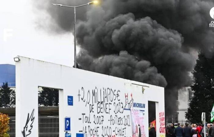 Un día de ira frente a la fábrica de Michelin en Cholet