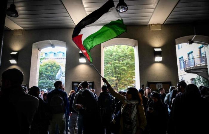 Activistas pro palestinos se manifiestan contra la llegada de Yaël Braun-Pivet a Lyon